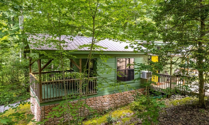 Hendersonville House | Cozy couple's cabin with furnished deck, porch, firepit, hammock & partial AC