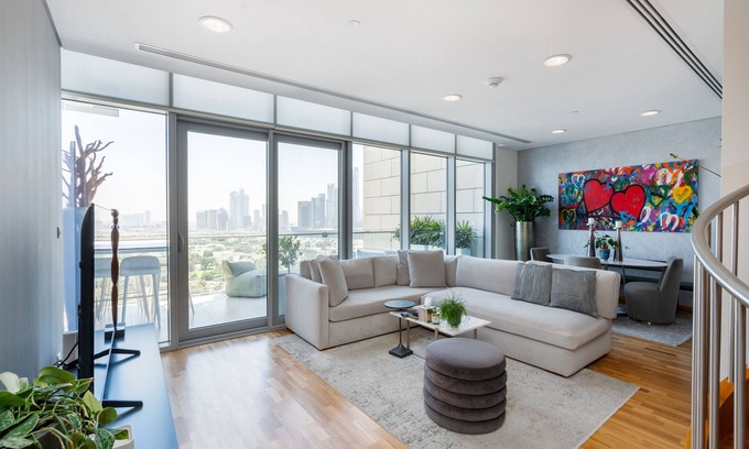 Bur Dubai Apartment | Cozy DIFC Duplex w/Burj View, Pool and Gym