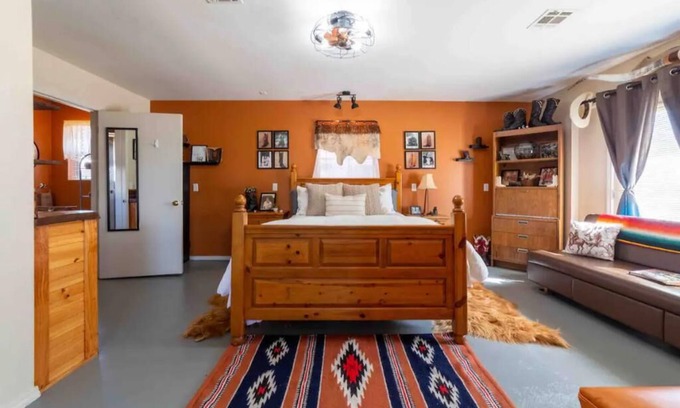 Beggs Apartment | Cozy efficiency on Main St. in Beggs America, highlighting The Blucher Boot Co.