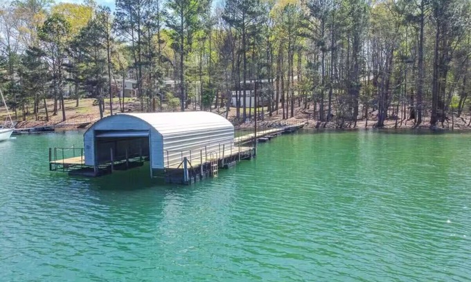 Flowery Branch House | Cozy lakefront chalet with amazing lake views, game tables, hot tub and fire pit