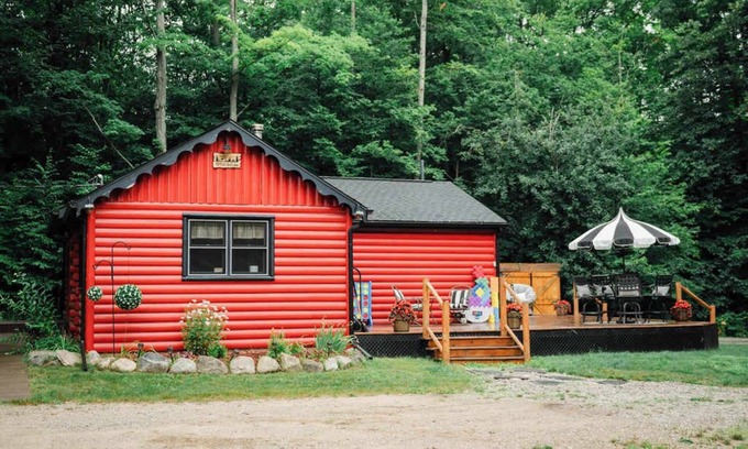 East Jordan House | Cozy Lil Red Cabin; Water Frontage, Dog Friendly!