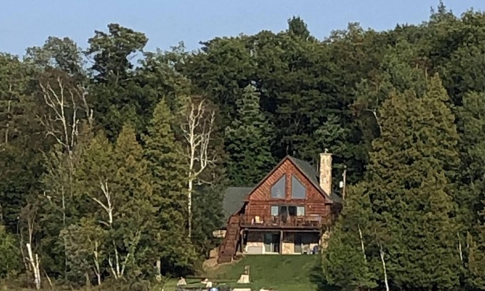 Skidway Lake Cabin | Custom Log Home w/Lakefront in Northern Michigan 3BR/3BA