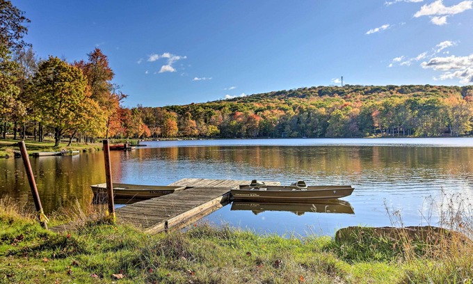 Locust Lake Village House | Deck & Screened Porch: Pocono Lake Vacation Rental