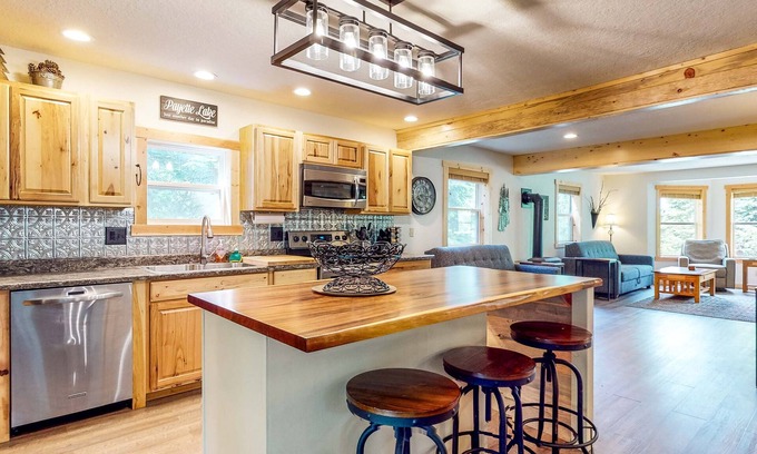 McCall House | Deer Pines-family friendly-remodeled in knotty pine-firepit in the backyard