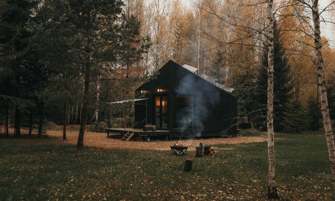 Ligatne Cabin | Deer Station. Dream black cabin in the woods.