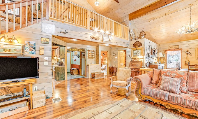 Indian Lake House | Delightful dog-friendly cabin with wood stove, firepit, deck, & mountain views