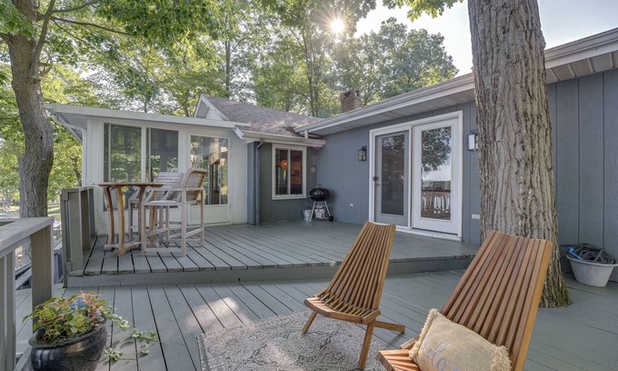 Delton Cabin | Delton Oasis Retreat w/Lake Views & Deck!