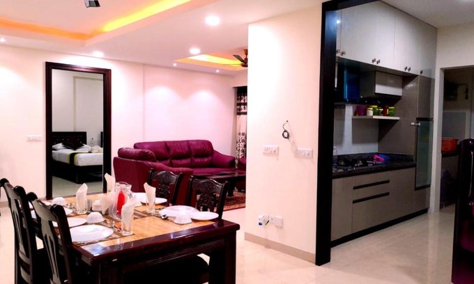 Bengaluru House | Deluxe AC Room in 3BHK Corporate service Aparment Manyata Tech Park