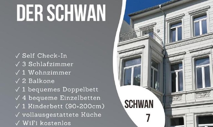 Dueren Apartment | Der Schwan 7 - 3 Schlafzimmer - 2 Balkone - zentral - 100 qm