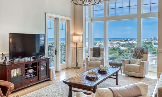 WaterSound Beach Condo | Designer Condo with Panoramic Gulf Views. Across from Heated Community Pool.