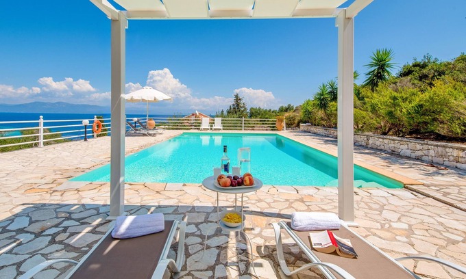 Katsimatika Villa | Dionisis Paxos Villa, 2-Story, Shared Pool, Sea Views, Modern Amenities