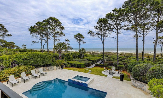 Oceanside House | Direct OCEANFRONT Updated Six Bedroom Sea Pines Home w/Private Pool & Spa!