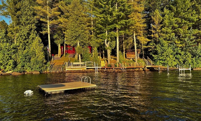 Lyon Mountain Cabin | Direct waterfront overlooking forever wild forest on a hidden dead end street