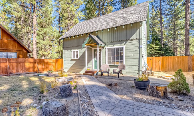Tahoe Island Cabin | Dog-friendly cabin with private hot tub near Camp Richardson