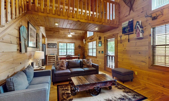 Mineral Bluff Cabin | Dog-friendly cabin w/private hot tub, mountain views, two fireplaces, ping-pong