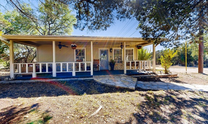 Wimberley Cottage | Dog-friendly country cottage with scenic hill views, wrap-around porch, and W/D