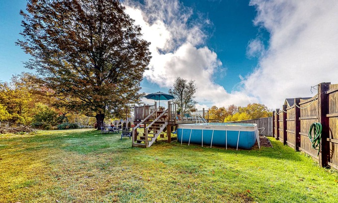 Hydeville House | Dog-friendly farmhouse with private pool, courtyard patio, grill, & washer/dryer