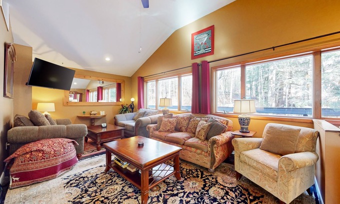 Waitsfield House | Dog-friendly forest home on 2.6 acres with hot tub, EV charger & woodstove