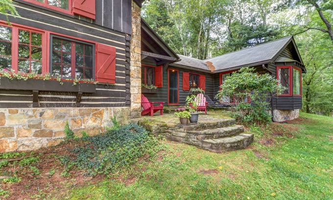 Blakeslee House | Dog-friendly Lakefront Log Home on a Quiet Cove with Front Deck & Private Dock
