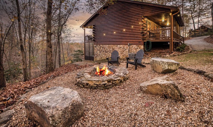Blue Ridge Cabin | Dog-Friendly Log Cabin with Hot Tub, Fire Pit, and Game Room.