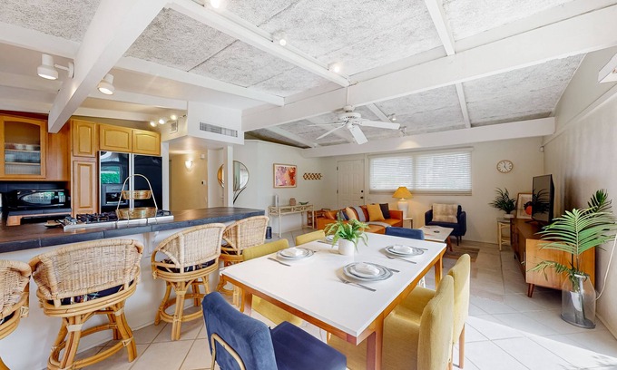 Palm Desert Condo | Dog-friendly mountain view condo with pool, grill, open layout, AC, & internet