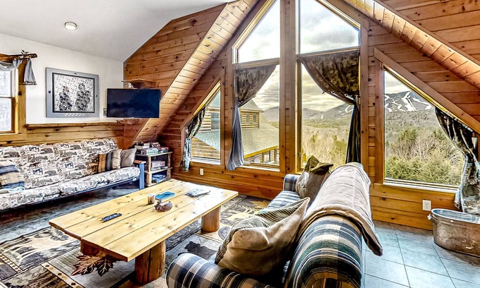 Sunday River Area Apartment | Dog-Friendly Studio w/ Mountain Views, Wood Stove, Fast WiFi, PetSafe Dog Fence