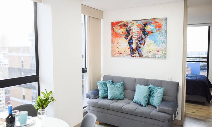 Santa Fe Apartment | Downtown Bogota, Spectacular Balcony 15th Floor City View.