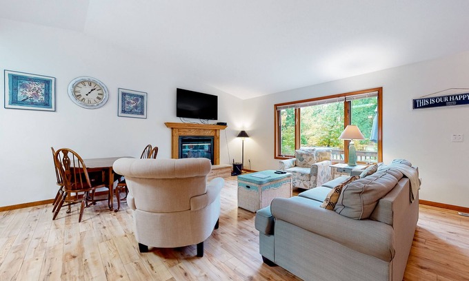 Empire House | Downtown home with a firepit, deck, washer/dryer, fireplace - near the beach