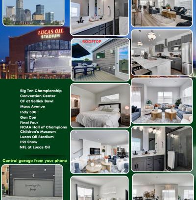 Indianapolis House | Downtown Indy 1 Miles Modern Stylish 3BR Rooftop home Sleeps 6