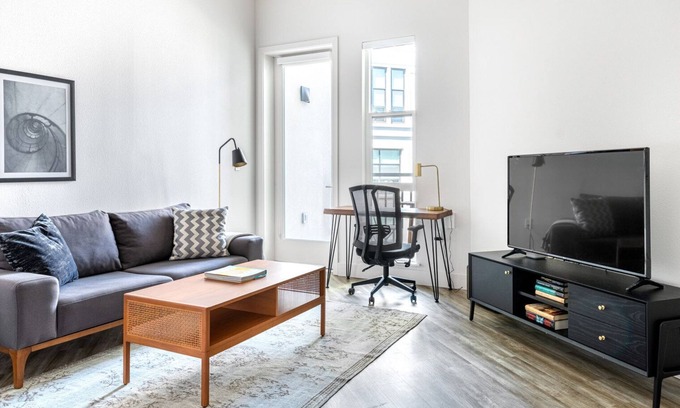 Centennial Apartment | Dreamy Redwood City 1BR w/W/D, Gym, BBQ, walk to Caltrain, by Blueground