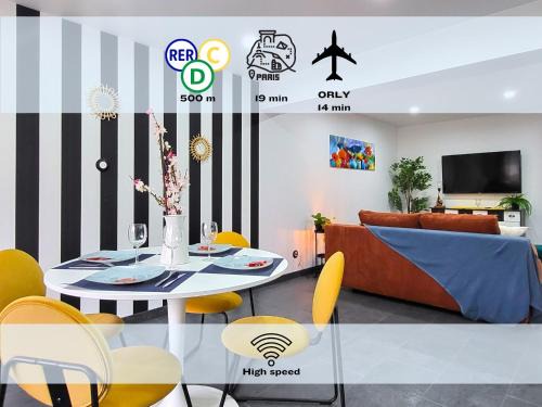 Athis-Mons Apartment | Duo : Ambiance rebelle et zen, proche RER C & Orly