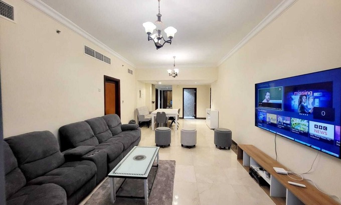 Rumailah Apartment | Duplex Spacious 4-bedroom sunset sea views apartment with swimming pool.