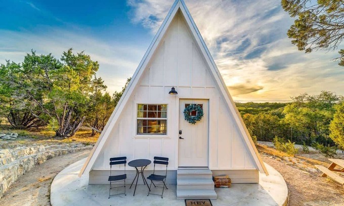 Dripping Springs Cabin | El Corazon | A-Frame Cabin + Fire Pit