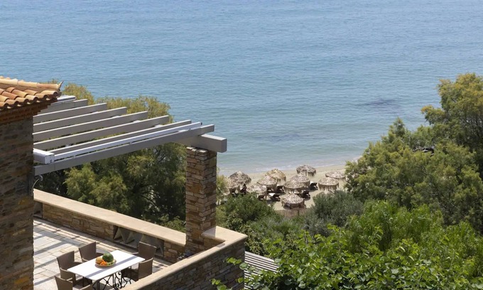 Steniai Villa | Elegant Andros Beach House | Villa Stenies Thea | 5 Bedrooms | Direct Beach.