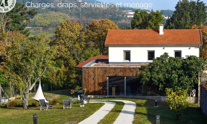 Montbrison Cottage | Elegant Modern Cottage with Garden, Terraces, and Pond