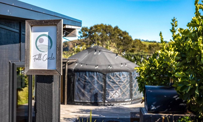 Onetangi RV Rental | Escape to Obsidian Yurts, situated between Obsidian and Casita Miro vineyards.