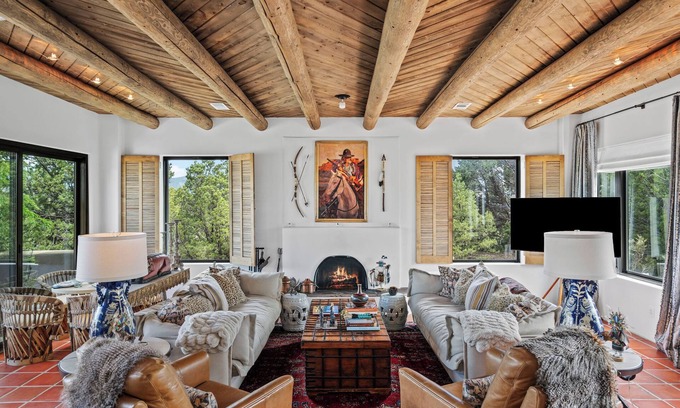 Santa Fe House | Espiritu Estate - Secluded Retreat, Patio with Fire Pit, Hot Tub