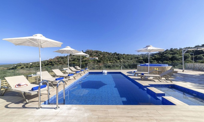 Episkopi Villa | Etesians Villa, Heated Pool & Spa Whirlpool, BBQ