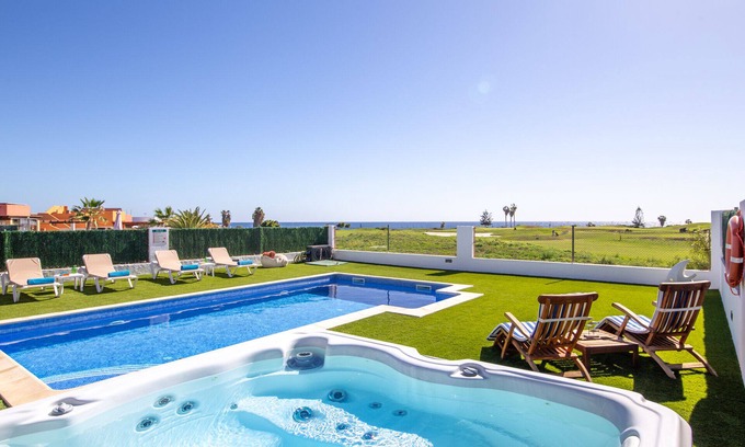 Costa de Antigua Villa | Exclusive Family Villa. Spa, Ocean-View. Heated Pool, A/C, Playground, Cabana