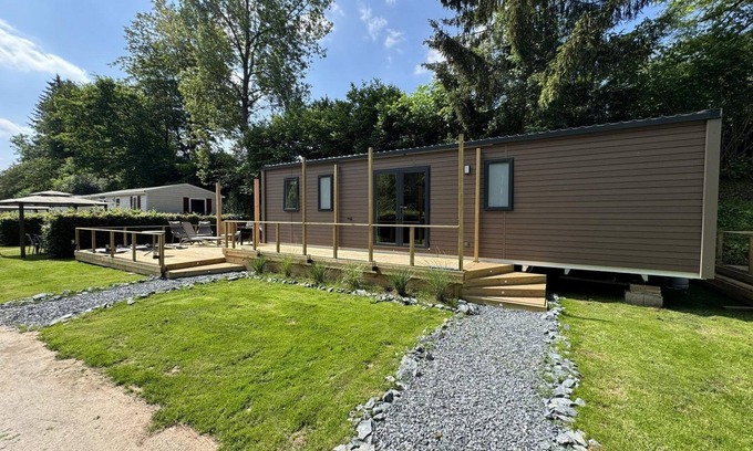 Luxembourg Ardennes House | Experience luxury in Clervaux mobile home at Resort Walsdorf, 8 guests, 2 bathrooms, terrace, nature nearby.