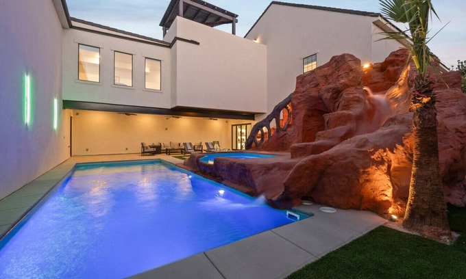 Hurricane House | Exquisite Outdoor Space, Large Pool w/slide, Theatre, Large Bunkroom, Game Space