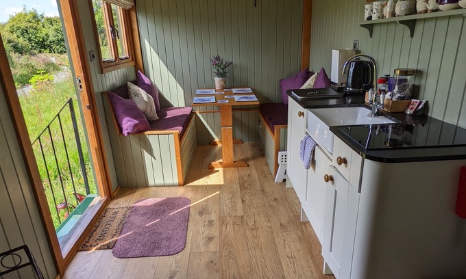 Llanfairpwllgwyngyll Cabin | Fabulous family Shepherd's hut.Pet friendly. Electric hot tub bookable extra