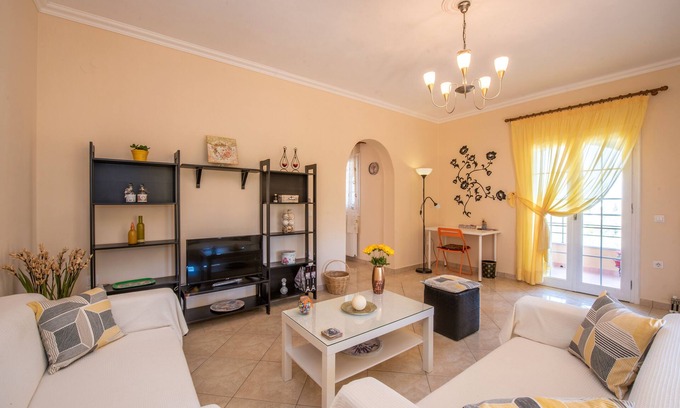 Kontokali Apartment | Family apartment with balcony & great views with shared swimming pool