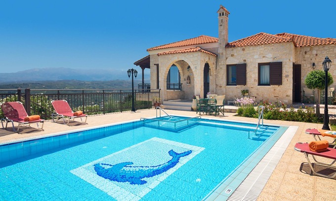 Polemarchi Villa | Family Friendly Large Villa Iris w/Private Pool, Childrens Area & 4km to beach