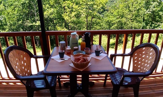 La Chapelle-Aubareil Hotel | Features one double bed and one single bed.