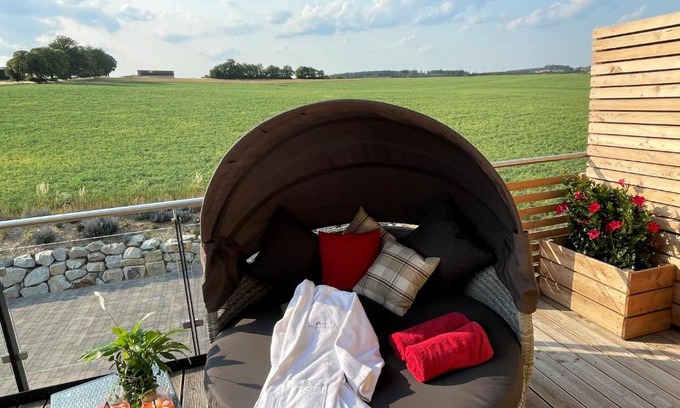 Feilitzsch Apartment | Ferienwohnung im Chaletstil Giebeltraum 115 qm Wellness Fitness Sauna Bergrödelhof