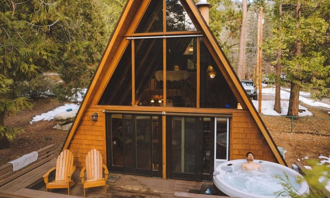 Fern Valley Cabin | Fern Valley, Dog Friendly A-Frame with Fenced Yard & Hot Tub on the Back Deck!