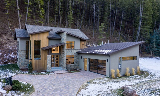 Warm Springs House | Festive Dates Available! Contemporary Home with Private Hot Tub and Spectacular Mountain Views