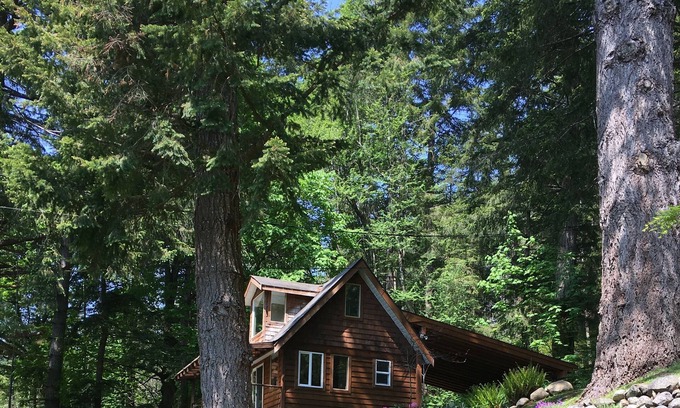 Quadra Island Cottage | Fir and Cone Cottage: a cozy cottage in a park-like setting with water access