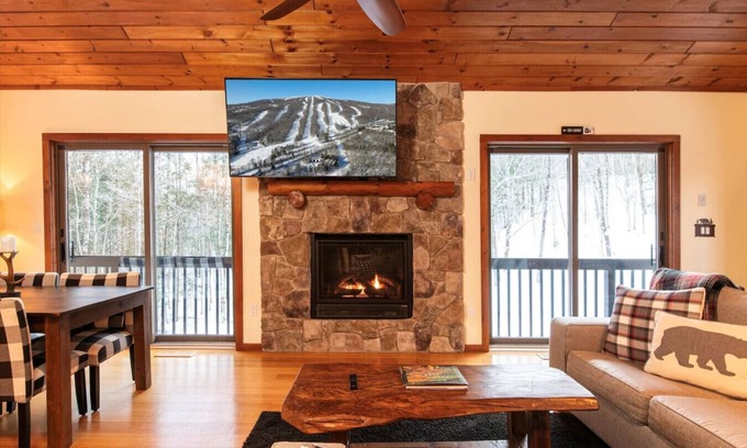 Ludlow House | Five minute drive to Jackson Gore side of Okemo Mountain with private hot tub and fire pit